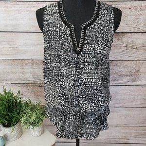 DANIEL RAINN BLACK & CREAM GEO PRINT TOP - SMALL